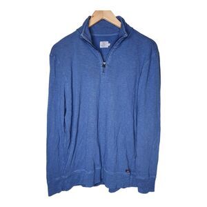 Faherty Quarter Zip Mock Neck Shirt Mens M Blue Long Sleeve Pullover Preppy Golf